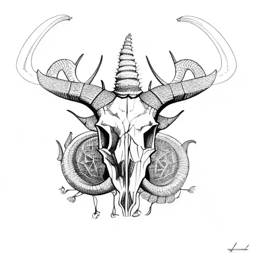Round Horned Goat Skull