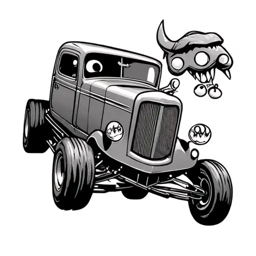 Cartoon Hot Rod Transport Truck Monster