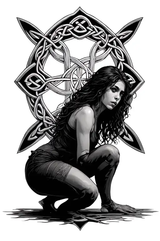 Samara Morgan Crawling In Front Of A Celtic Cross