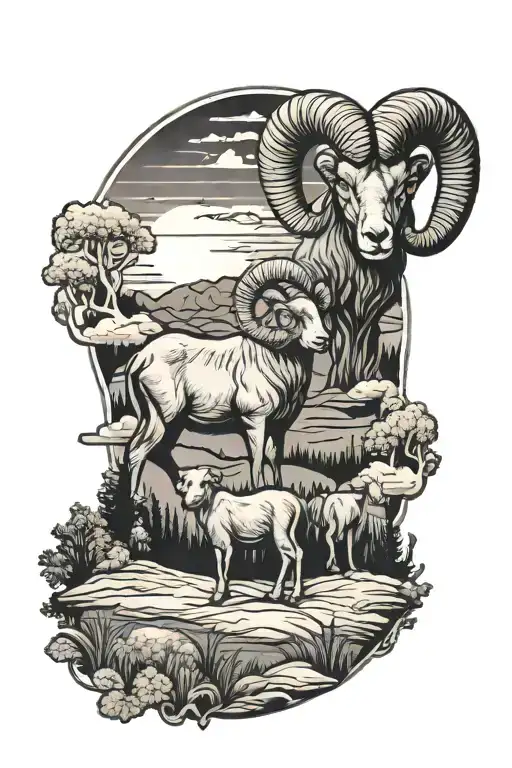 Ozark Scene With Rams And Sunset