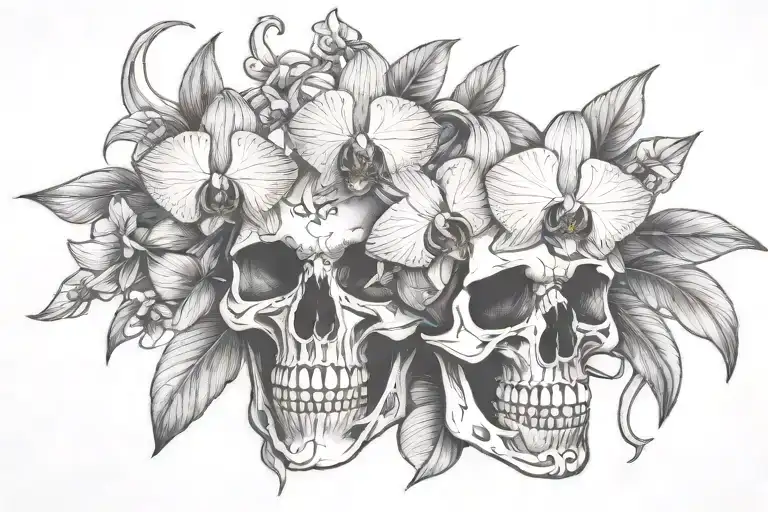 Orchid Vine Wrapping Skull