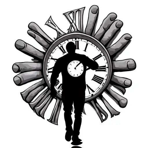 Silhouette Of A Man Walking Across The Hands Of A Clock