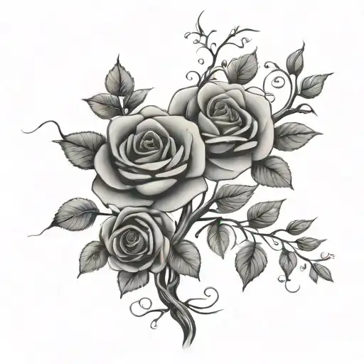 Rose And Poppie Flower Family Tree Branches