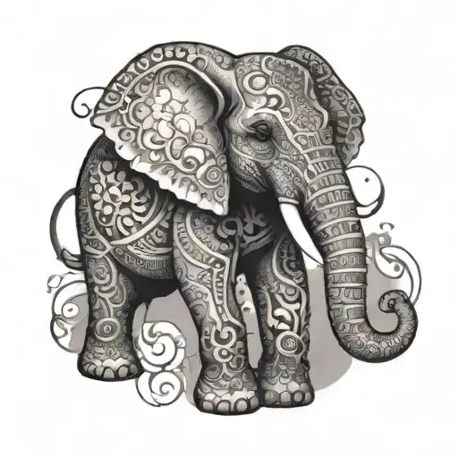 An Elephant With A Subtle Hint Of A Serotonin Molecule In The Background