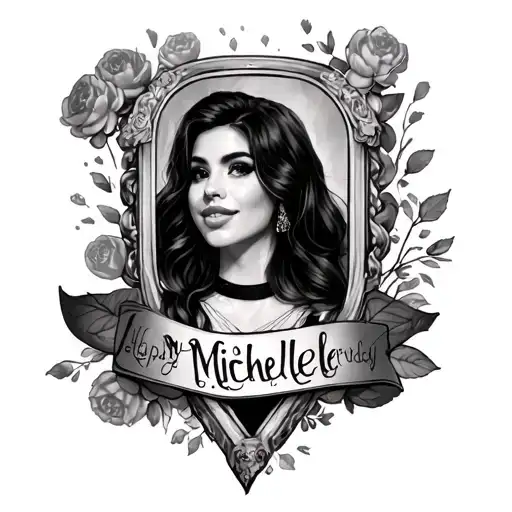 Michelle In Bubble Letters And Birthday In Roman Numerals Forearm