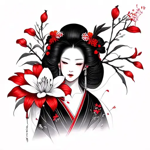 Geisha With Red Spider Lily