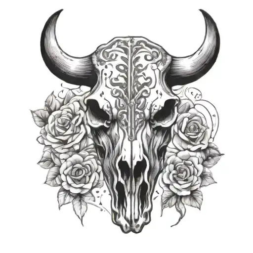 Line Art Cow Skull