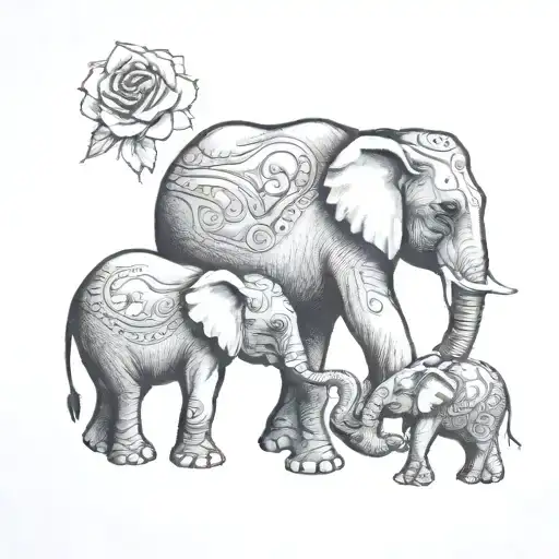 Mom Daughter Elephant