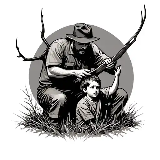 Dad Teaching His Two Sons To Hunt Inspired