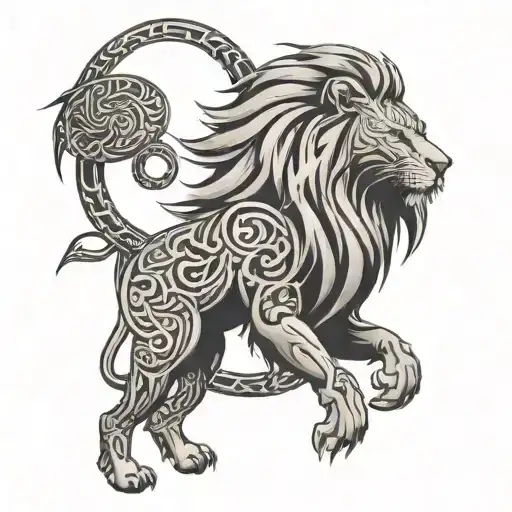 Viking Runic Tribal Lion Surrounded