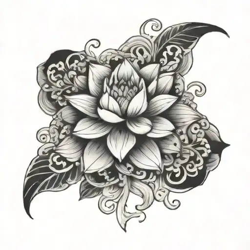 Garter With Lotus And Pendants On The Leg Simple