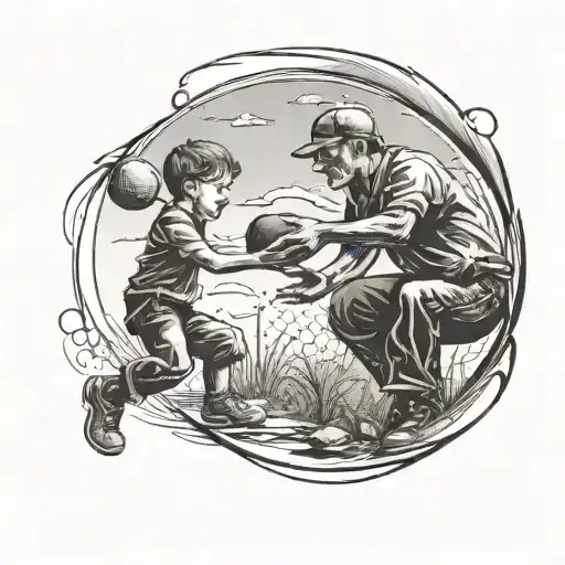 Father And Son Playing Catch