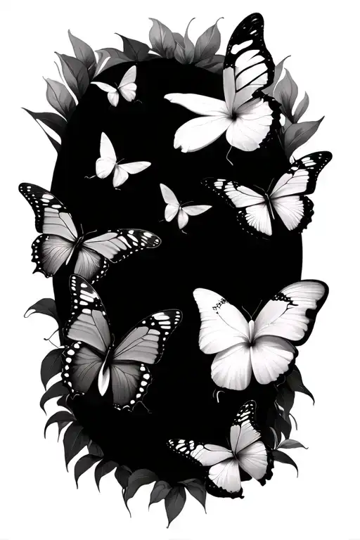 5 Frangipani And 7 Butterflies Fluttering