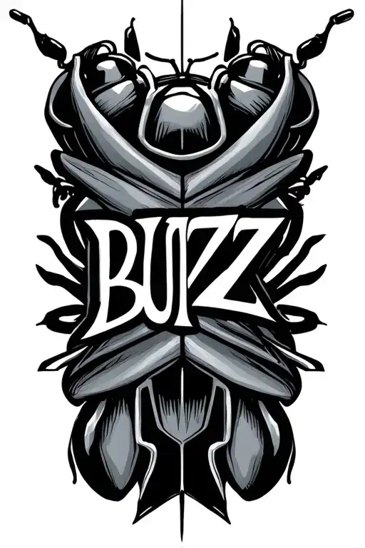 The Word 'Buzz' Written With Fine Geometric Lines Around It