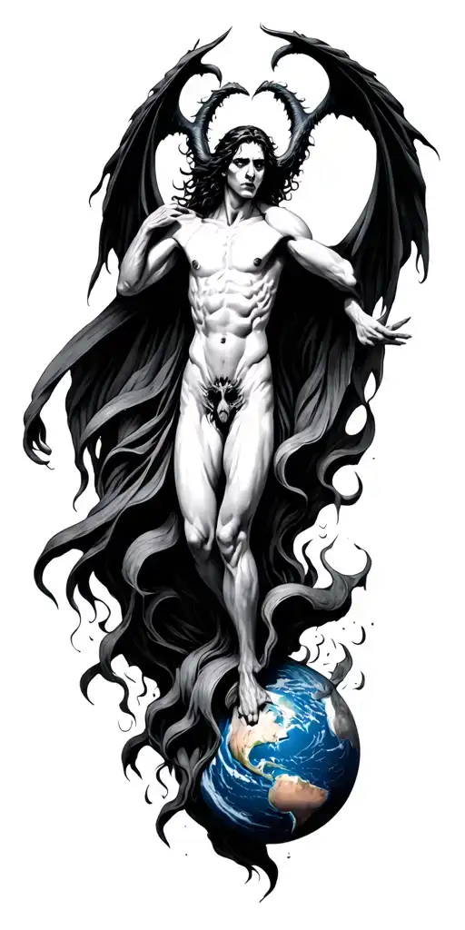 Lucifer Falling Through Earth