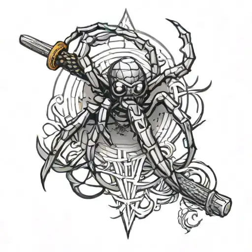 Spider Crawling Down A Katana