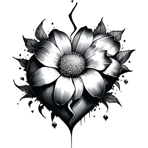 Broken Heart In Shape Of A Flower