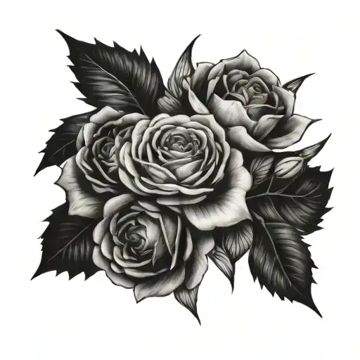 Fine Line Tattoo Of Aster Rose Larkspur Carnation Bouquet