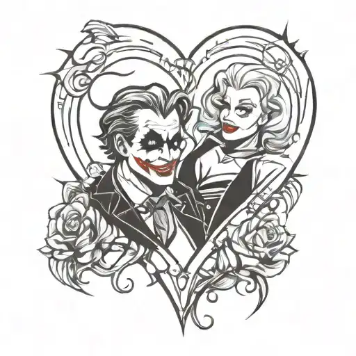 Heart Outline With The Joker And Harley Quinn Inside