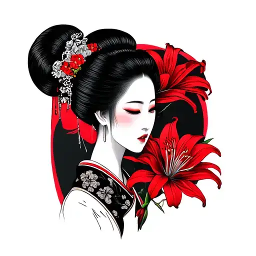 Geisha With Red Spider Lily