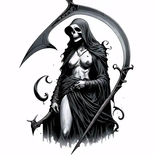 Sexy Grim Reaper Holding A Scythe