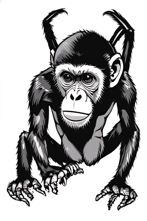 Sketch Style Tattoo Spider Monkey