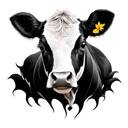 Realistic Happy Baby Cow Head