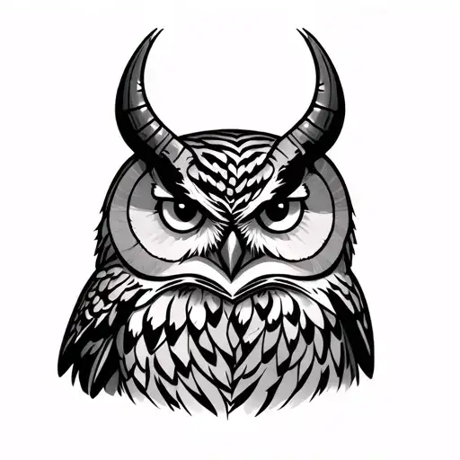 Simple Horned Owl Tattoo With Little Shading