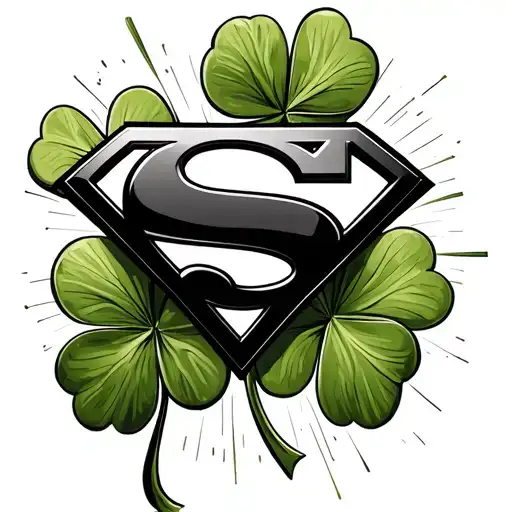 Superman Symbol And Four Leaf Clover