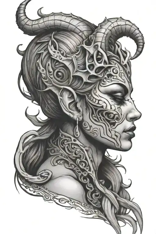 Demon Woman Whispering To The Side