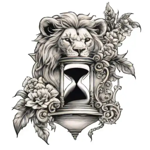 Lavender Flowers Hourglass Lion