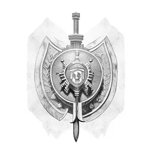 Roman Shield And Sword With The Text 'Vivamus Moriendum Est'