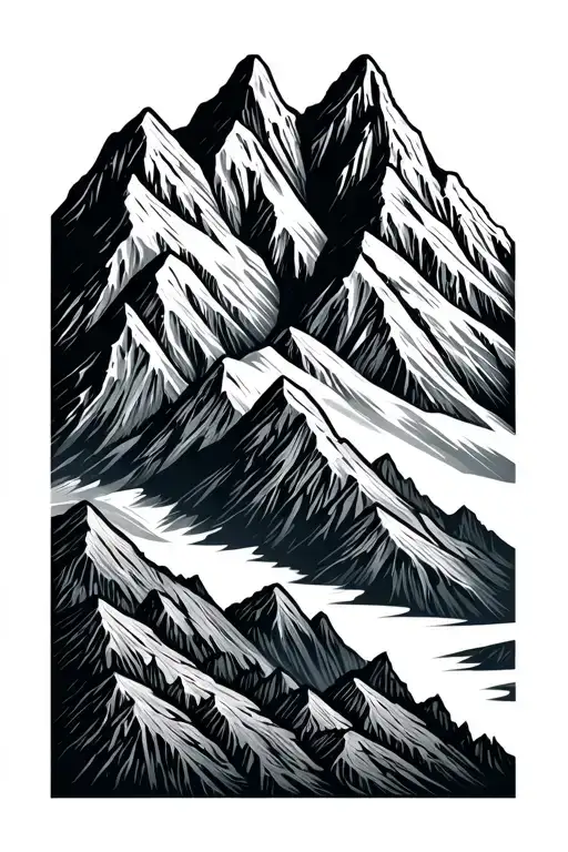 Mountain Range Silhouette With Three Peaks