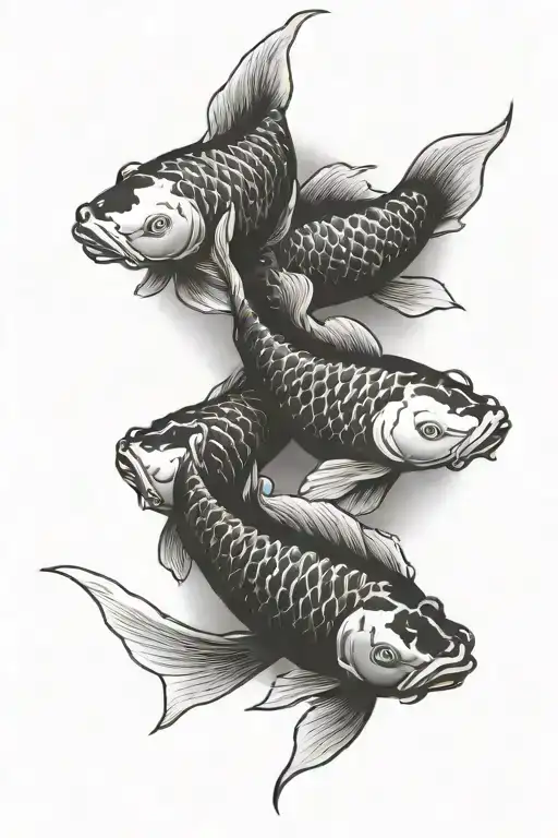 Three Koi Fish Swimming Together