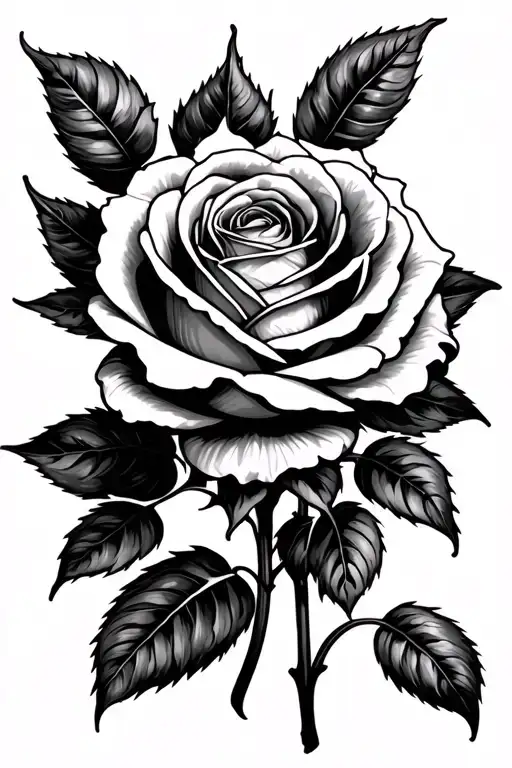 Rose With Black Work