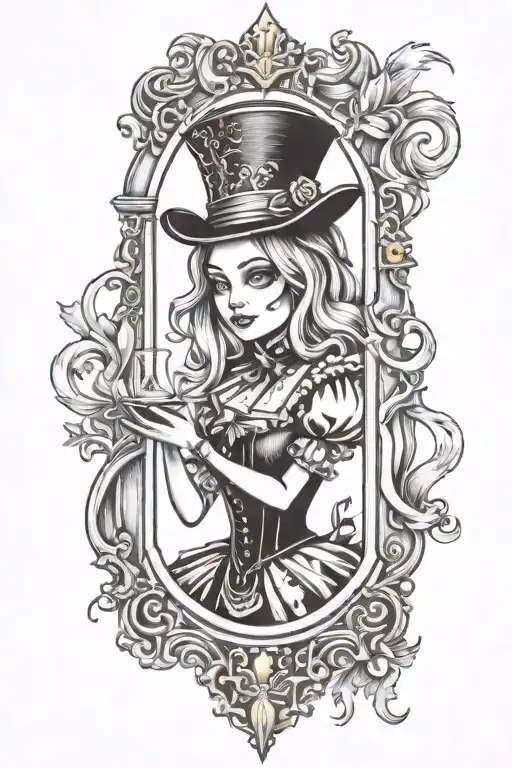 Dark Alice In The Looking Glass Window