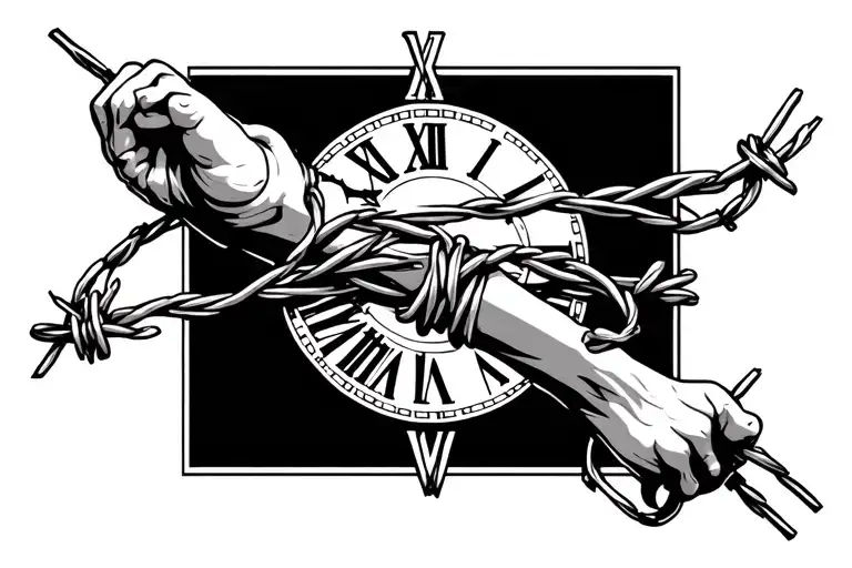 Roman Numeral And Barb Wire Wrapped On Forearm