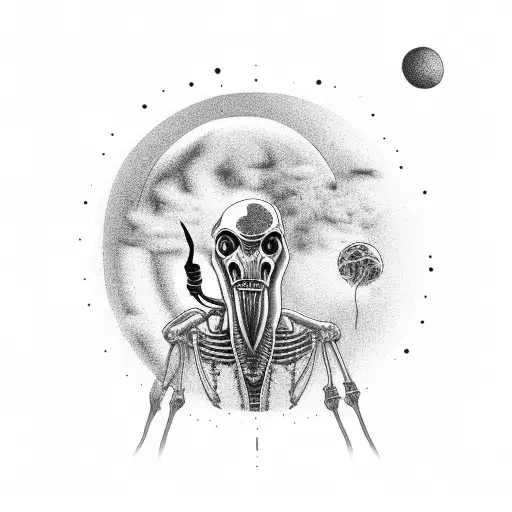 Alien Smoking Marijuana On The Beach