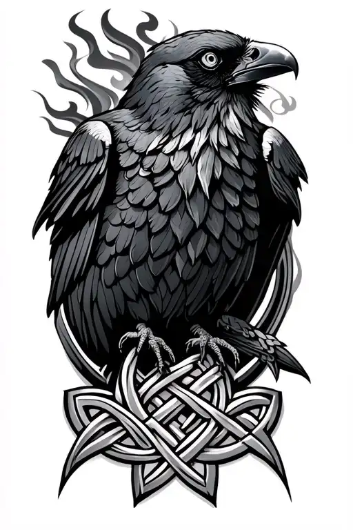 Celtic Knot Work With A Raven And Smoke