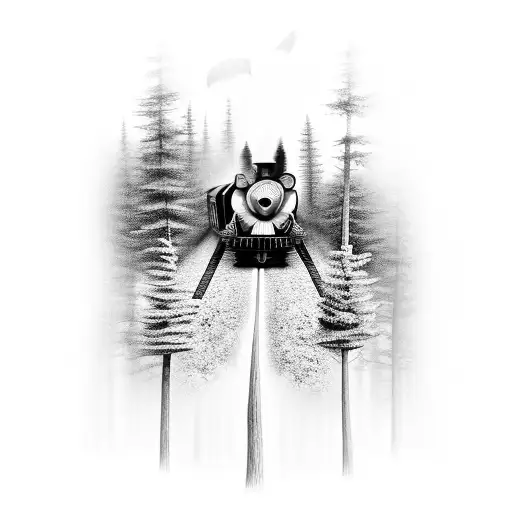 Train Coming Through Forest With An Owl