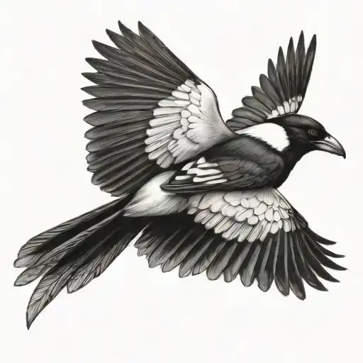 Black And White Flying Magpie