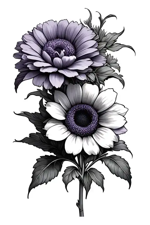 Sunflower Carnation Violet Flower Intertwined