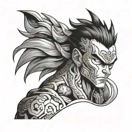 A Black And Grey Portrait Of A Character From Your Favorite Hentai Series