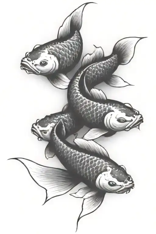 Three Koi Fish Swimming Together