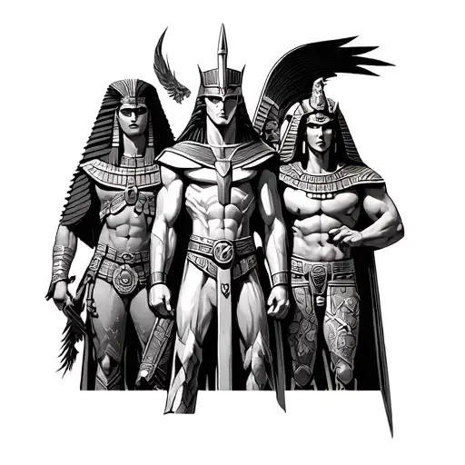 Super Heroes Collage Feauturing Egyptian Gods