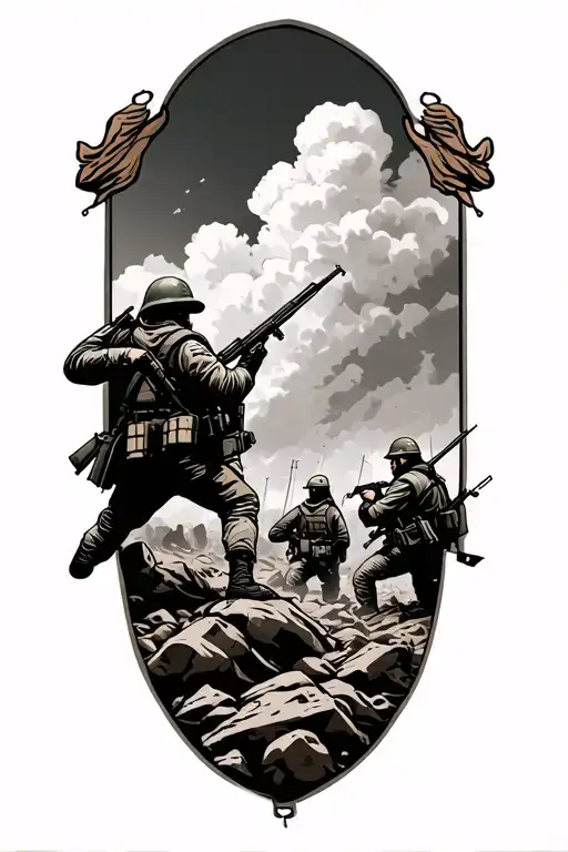 Battlefield Scene With Soldiers