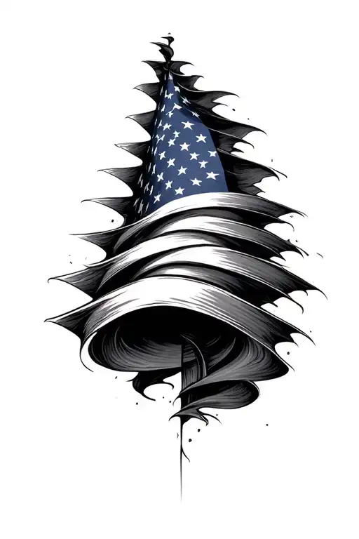 Waving American Flag Downward Spiral