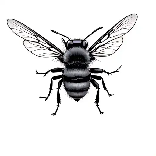 Ilustration Of Realistic And Simetrical Bee With Flying Illusion Moving Wings