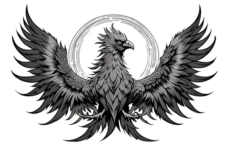 Tribal Phoenix Rising Sun Shining