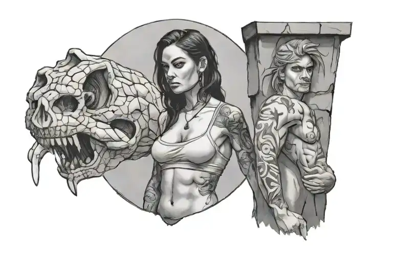 Mine Rocky Entrance With Beautiful Latin Woman Posing In Front